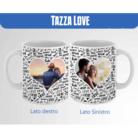 Tazza personalizzata con cornice di scritte love
