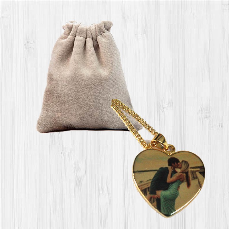 Collana cuore dorata personalizzata con foto