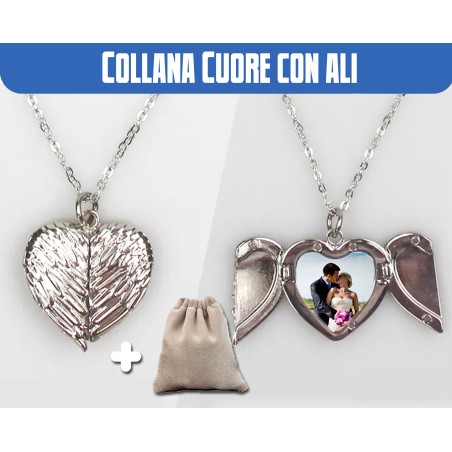 Collana cuore con ali personalizzata
