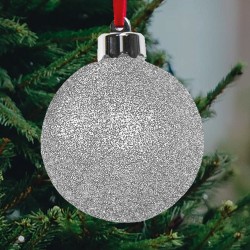 Pallina di Natale glitter argento personalizzata