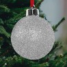 Pallina di Natale glitter argento personalizzata