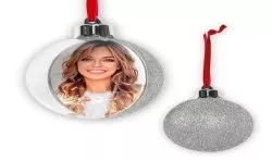 pallina di natale persolaizzata con foto fronte e retro