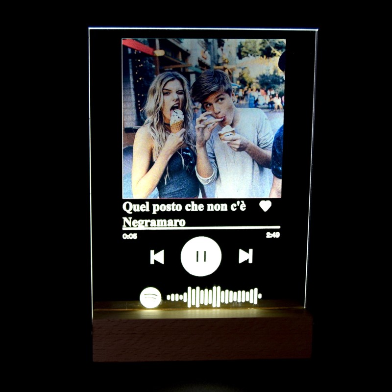 targhetta spotify con basetta luminosa